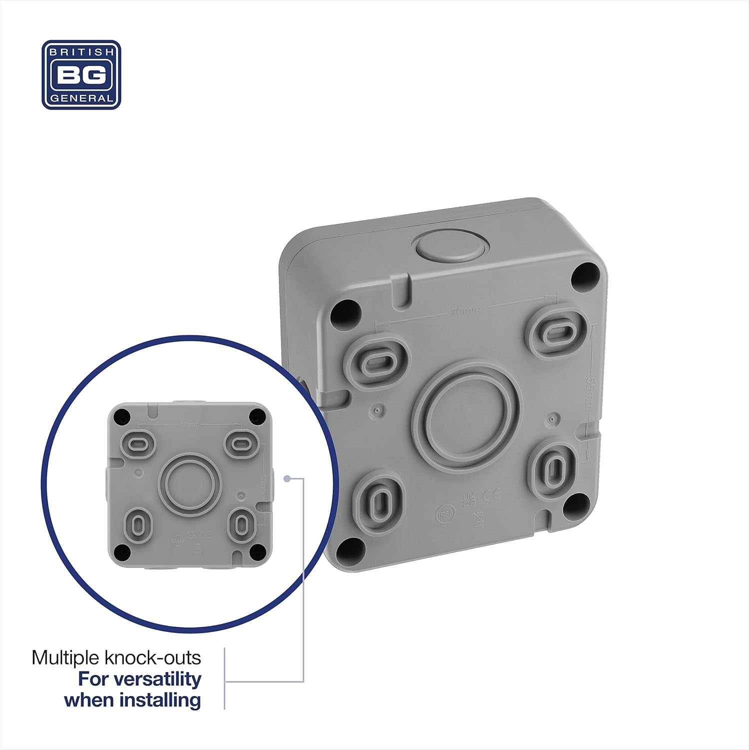 Masterplug WPJB Outdoor Weatherproof Junction Box, 5 Pole Terminal Block, IP66 Rated, Grey-3