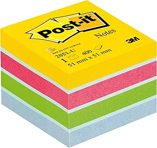 Post-it Notes Mini Cube, Ultra Colours, 51 mm x 51 mm, 400 Sheets - Self-Stick Notes for Note Taking, to Do Lists & Reminders