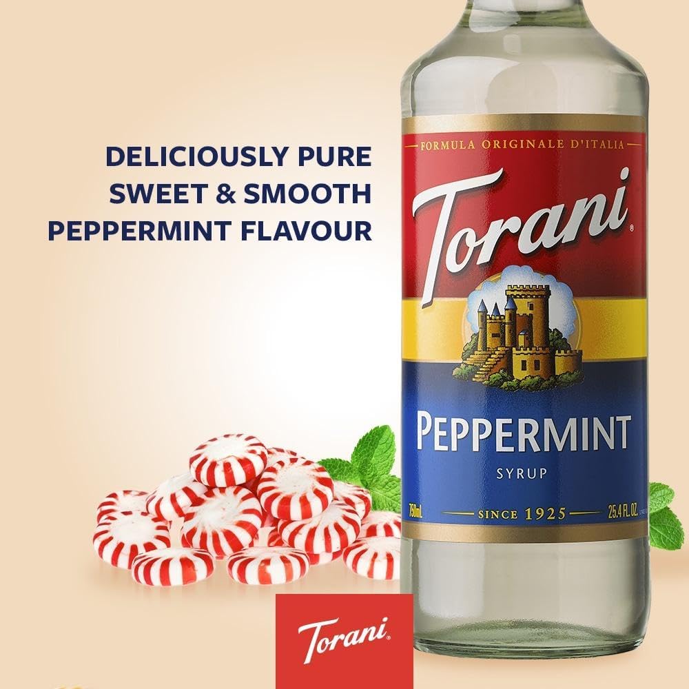 Torani Peppermint Coffee Syrup 750ml for Coffee, Deliciously Flavoured Coffee Syrups for Coffee Drinks, Coffee Gift Set & Coffee Gifts-1