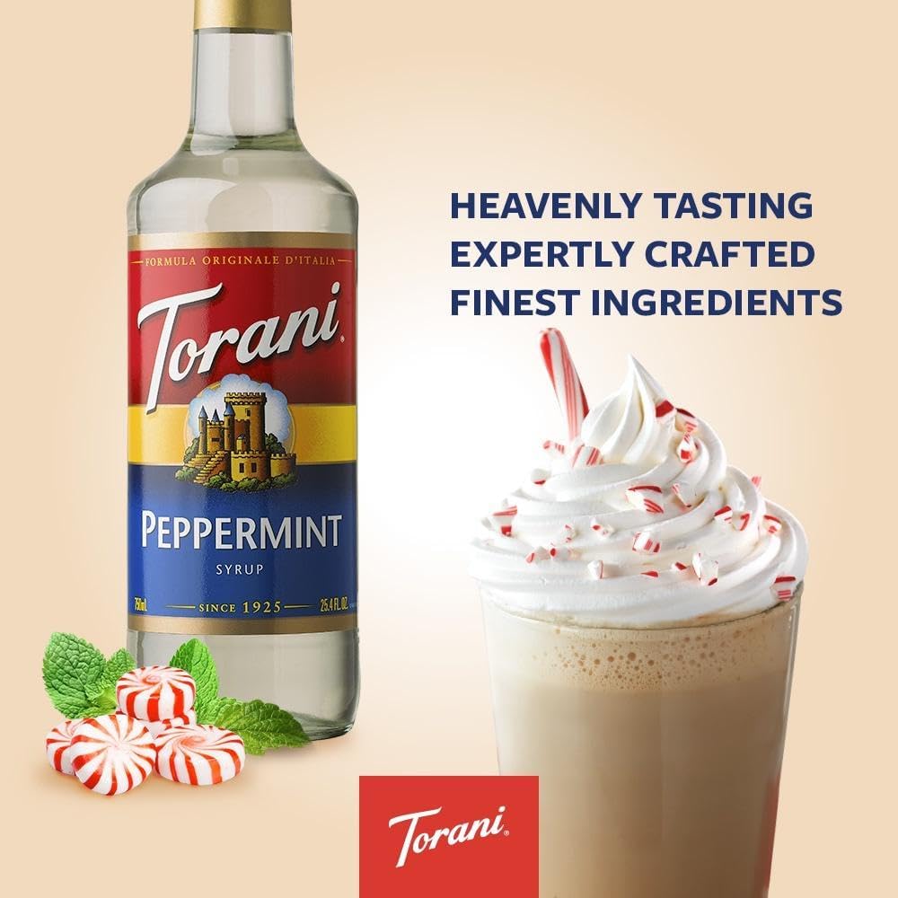 Torani Peppermint Coffee Syrup 750ml for Coffee, Deliciously Flavoured Coffee Syrups for Coffee Drinks, Coffee Gift Set & Coffee Gifts-2