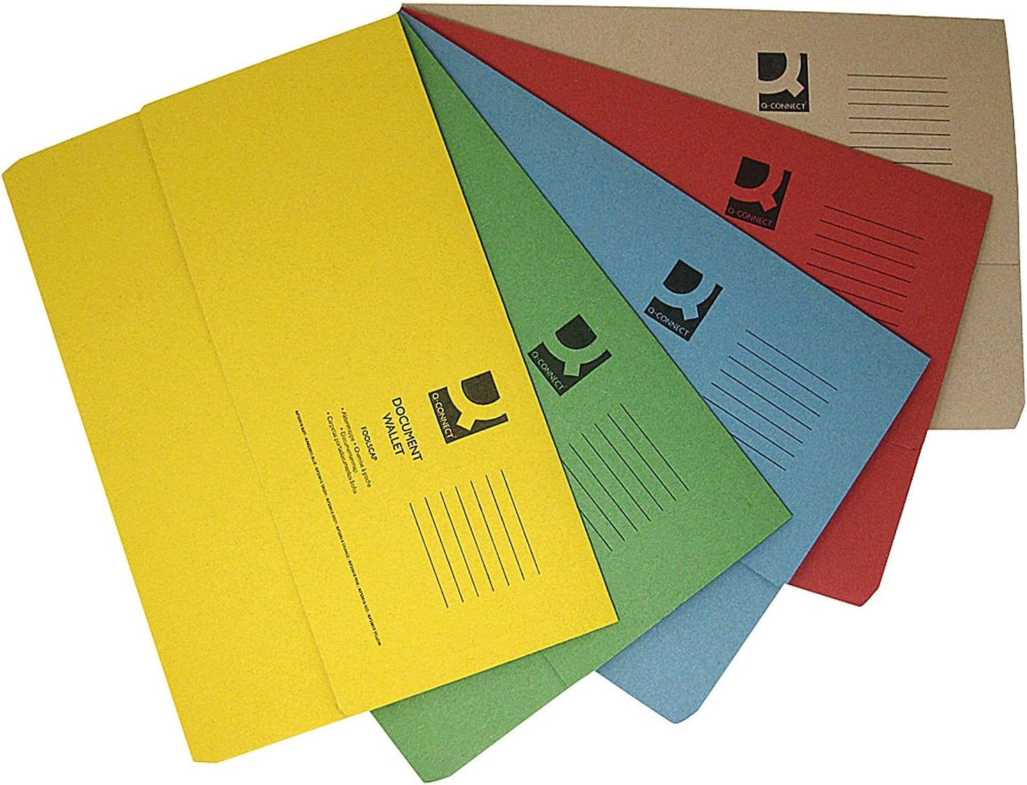 Q-Connect Document Wallets Foolscap Assorted (Pack of 50) KF01490-0