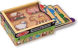 Melissa & Doug Animals Wooden Mini-Puzzle Set With Storage and Travel Case 17.8 x 13 x 5.3 centimetres