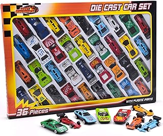 36 Piece Die Cast Metal Toy Cars Diecast Mini Racing Vehicles for Kids, Convertibles, F1, Sports Cars, Model Collector Cars Gift Playset