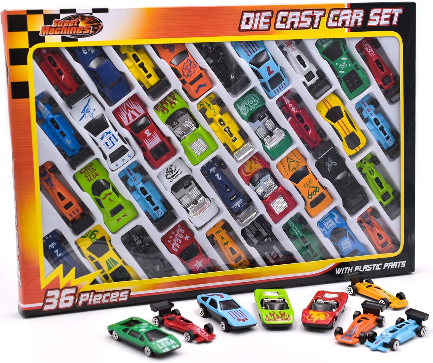 36 Piece Die Cast Metal Toy Cars Diecast Mini Racing Vehicles for Kids, Convertibles, F1, Sports Cars, Model Collector Cars Gift Playset-0