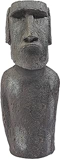 Design Toscano Easter Island Ahu Akivi Moai Monolith Garden Statue, Small, 40.5 cm, Polyresin, Grey Stone