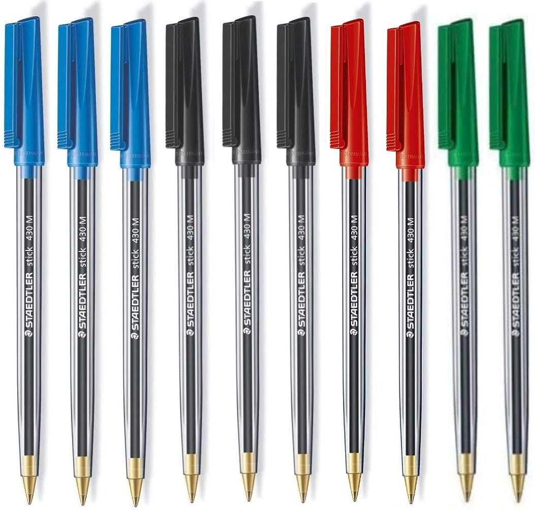 STAEDTLER Stick 430M Ballpoint Pen Medium Mixed Colours x 10-0