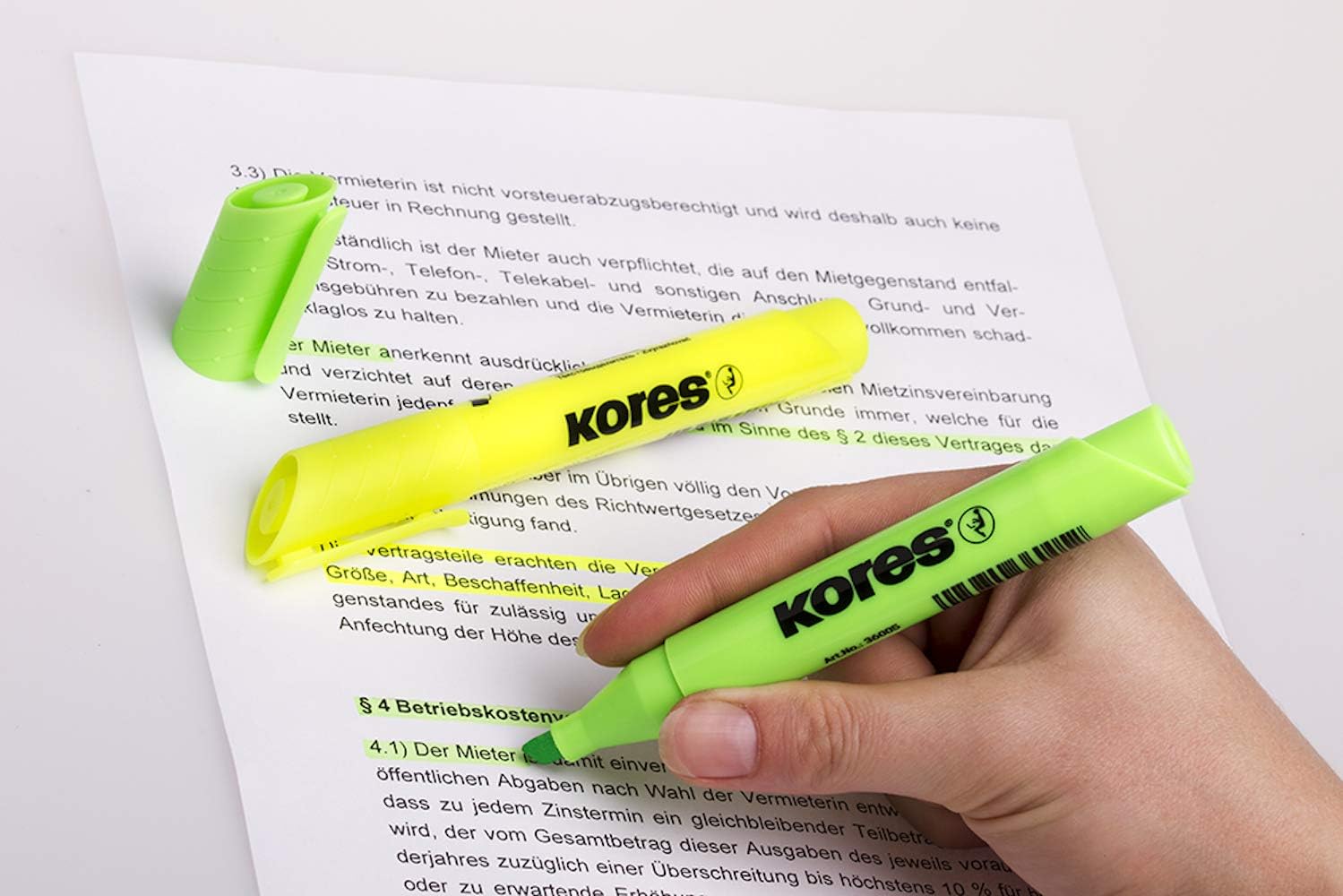 Kores - Pink Highlighter Pen - High Liner Plus, Fluorescent, Water Based-Ink Highlighter Pen with Ergonomic Shape - Stationery Supplies, Office Supplies - Singe Pack-3