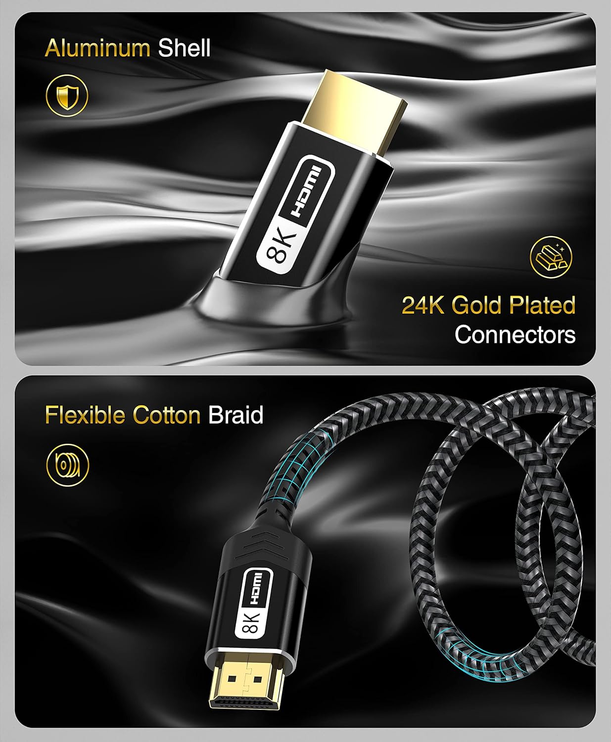 BlueRigger 8K Certified HDMI Cable - 2M (8K 60Hz Ultra HD, 48Gbps High Speed, eARC, HDR10, 4:4:4, HDCP 2.3) - Compatible with Game Consoles, HDTV, Apple TV, Monitor, Blu-Ray-4