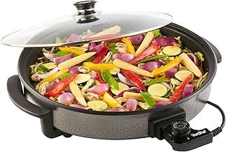 VonShef Large Multi Cooker 6L – 42cm Electric Frying Pan with Lid & Adjustable Temperature Control, Easy Clean, Non Stick Aluminium with Cool Touch Handles & Detachable Power Cable for Serving – 1500W