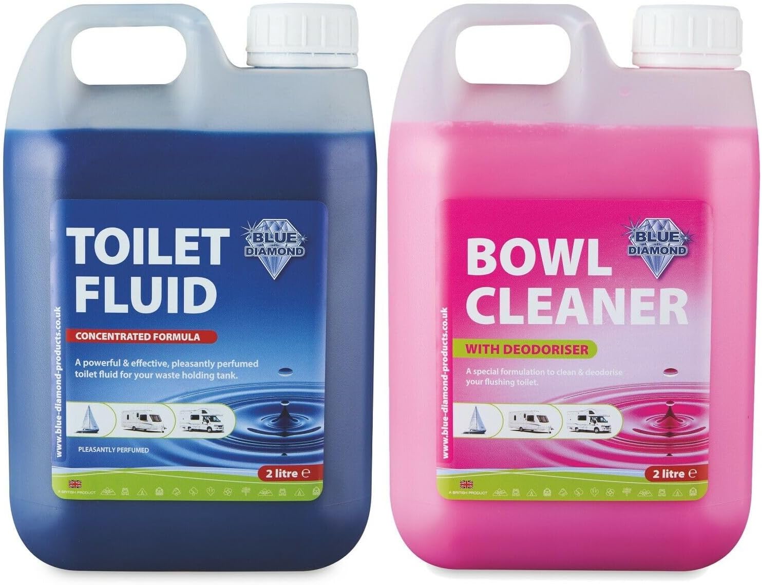 Blue Diamond Chemical Toilet Fluid Twin Pack 2L for Camping Caravan & Motorhomes-0