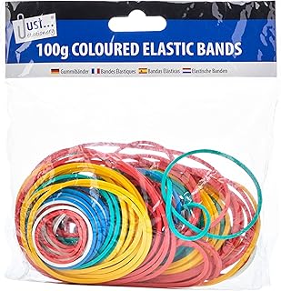 Just stationery Coloured Elastic Bands, Multi, 6224