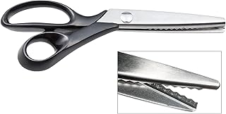 AKORD Professional Dressmaking Pinking Shears Scissors, Stainless Steel, Silver/Black, 24 x 8.5 x 1 cm