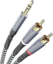 BlueRigger 3.5mm to RCA Audio Cable, 3M - (Male Stereo RCA to AUX, 2 RCA Y Splitter Cord, 2RCA Headphone Jack Adapter) - Compatible with Phone, MP3 Player, HDTV, Laptop, Home Theater, Speaker