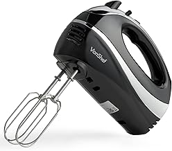 VonShef Hand Mixer Electric Whisk – Food Mixer for Baking with 5 Speeds, 300W, 2 Stainless Steel Beaters, 2 Dough Hooks & Balloon Whisk, Easy Clean, Turbo Boost, Eject Button, Compact – Black