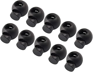 AKORD 10 Pcs Spring Loaded Plastic Round Toggle Stopper Cord Locks End, Black, 1.8 x 1.5 x 1.5 cm