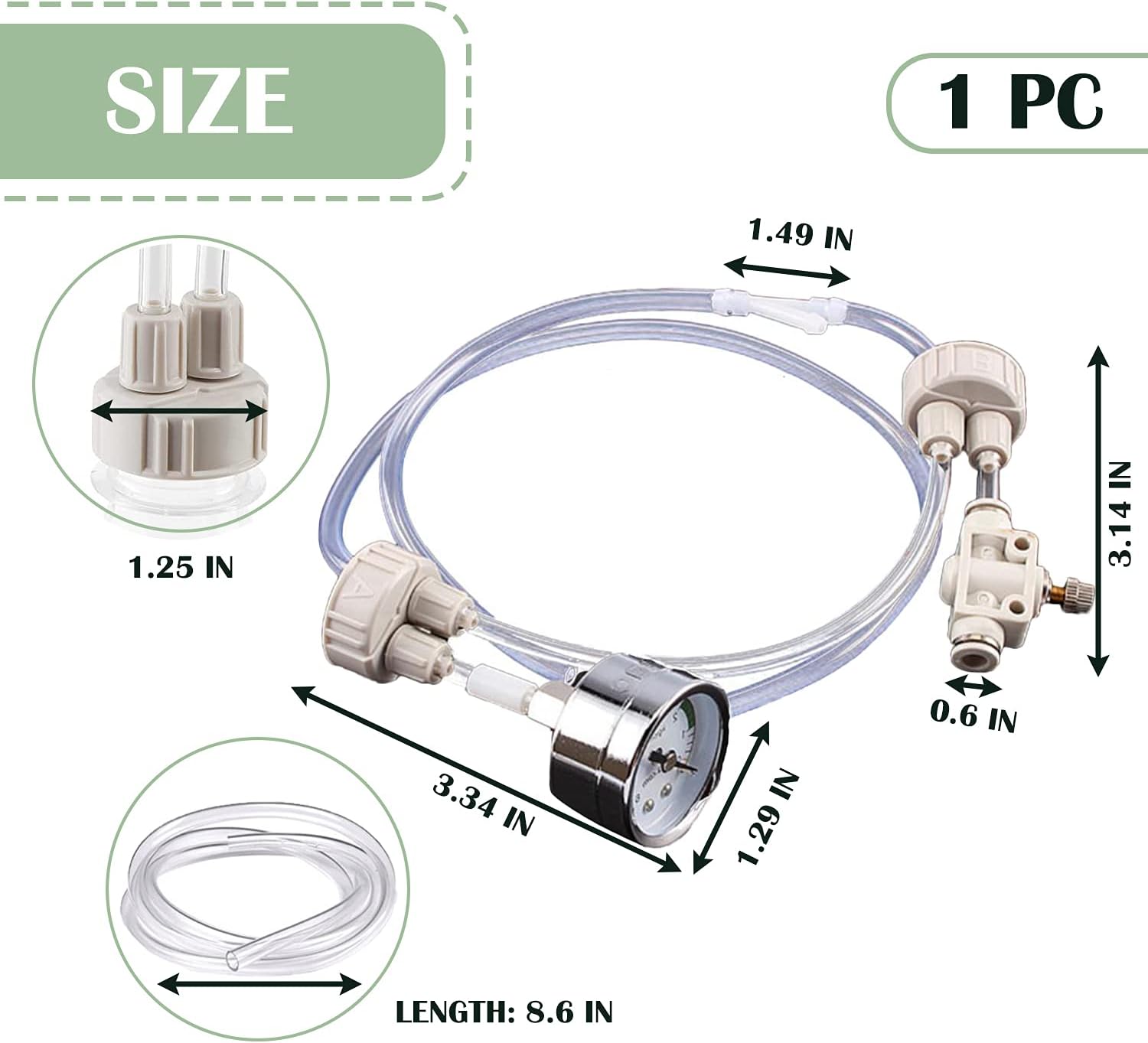 ZJchao 1Set CO2 Generator System Kit with with Pressure Gauge, DIY Aquarium Planted Tank CO2 System Pro Tube Valve Gauge Bottle Kit-1