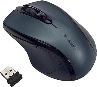 Kensington Pro Fit Wireless Mouse - Mid-Sized 5-Button Optical Home Office Wireless Mouse with Ergonomic Right-Handed Shape and Plug & Play Set Up - Compatible with Windows & MacOS - Grey