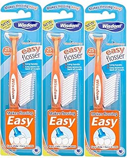 Wisdom Easy Floss Daily Flosser - 3 packs (3 Handles + 75 Disposable Flossers Total)