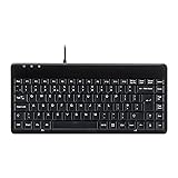 Perixx PERIBOARD-409H Wired USB Compact Mini Keyboard with 2 USB Hubs, Logo Free, UK QWRETY, Black