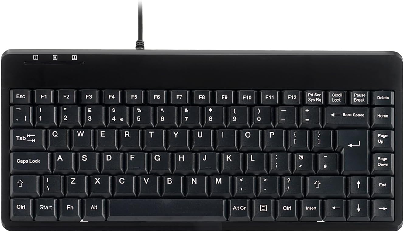 Perixx PERIBOARD-409H Wired USB Compact Mini Keyboard with 2 USB Hubs, Logo Free, UK QWRETY, Black-0