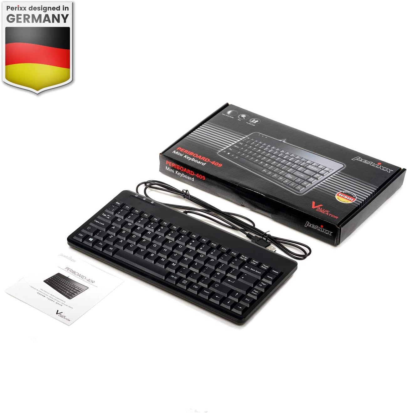 Perixx PERIBOARD-409H Wired USB Compact Mini Keyboard with 2 USB Hubs, Logo Free, UK QWRETY, Black-6