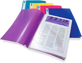 Rapesco 0919 A4 Project Presentation Display Book, 20 Pockets, Assorted Bright Colours, Pack of 10