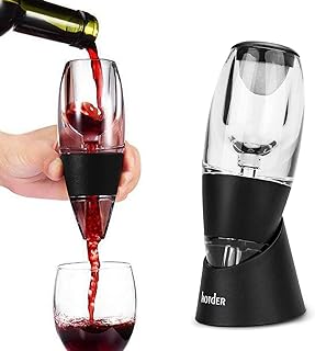 Hotder Wine Aerator, Acrylic Red Wine Decanter Pourer with Base Gift Set for Christmas New Year Party Wine Lover Gift-Black