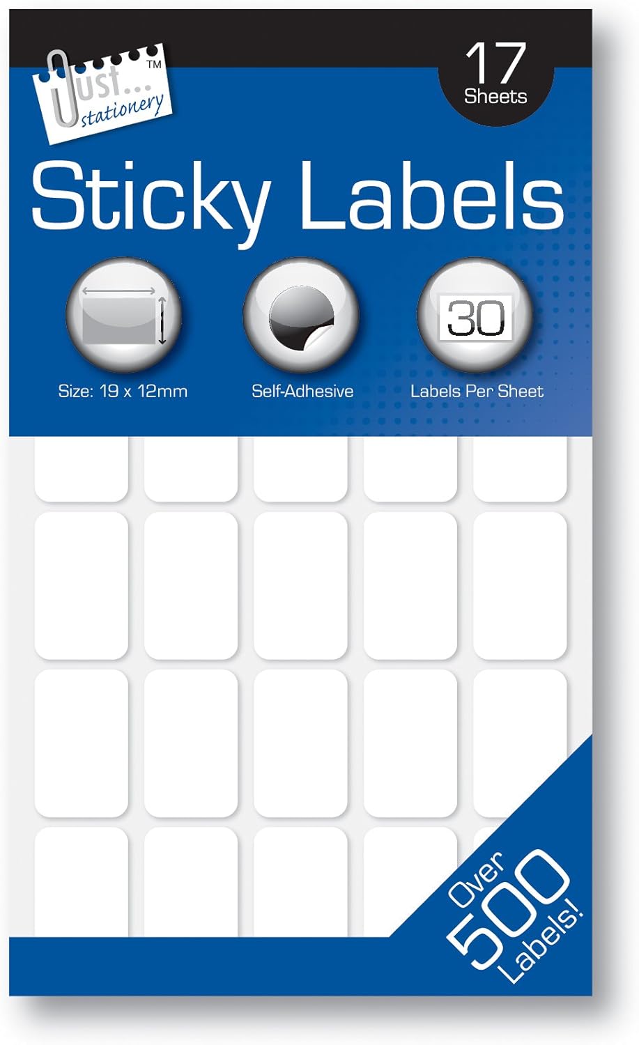 Just Stationery 19x12mm Sticky Label - White-0