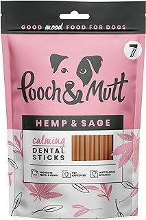 Pooch & Mutt - Calming Dog Dental Sticks, Hemp and Sage Flavour Dog Dental Chew, 1 pack of 7 sticks