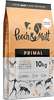 Pooch & Mutt - Primal High Protein Grain Free Dry Dog Food (Regular Sized Kibble), Lamb And Ostrich Flavour, 10kg