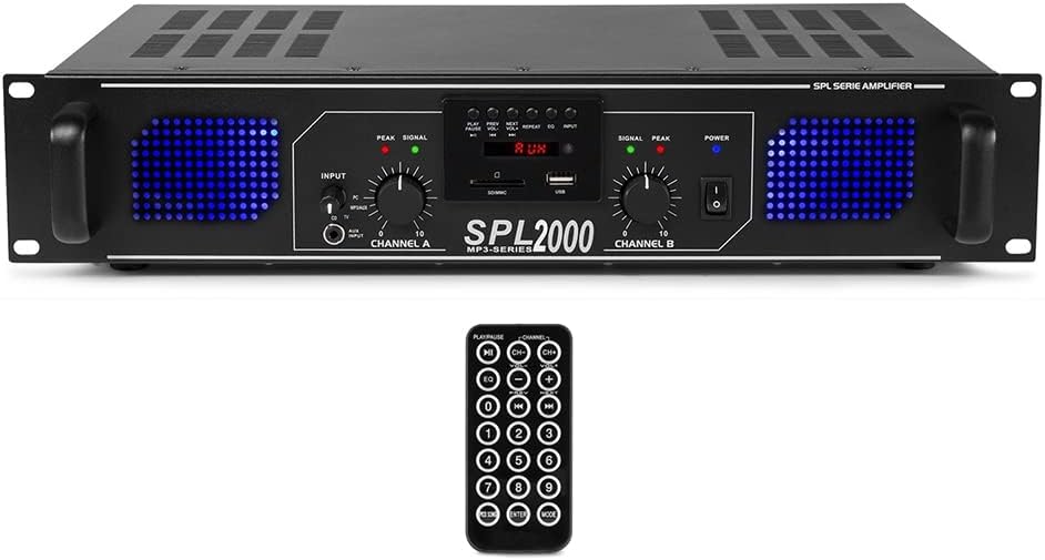 Skytec SPL-2000 Stereo Power Amplifier Home HiFi 19 Inch Rack Mount PA DJ Amp with 2000W-0