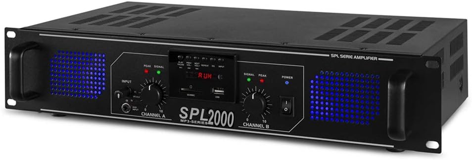 Skytec SPL-2000 Stereo Power Amplifier Home HiFi 19 Inch Rack Mount PA DJ Amp with 2000W-1