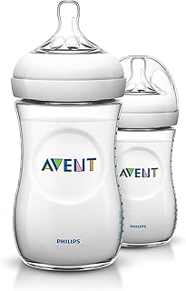 Philips Avent 260ml Natural Feeding Bottle for Newborn (Transparent, Pack of 2)