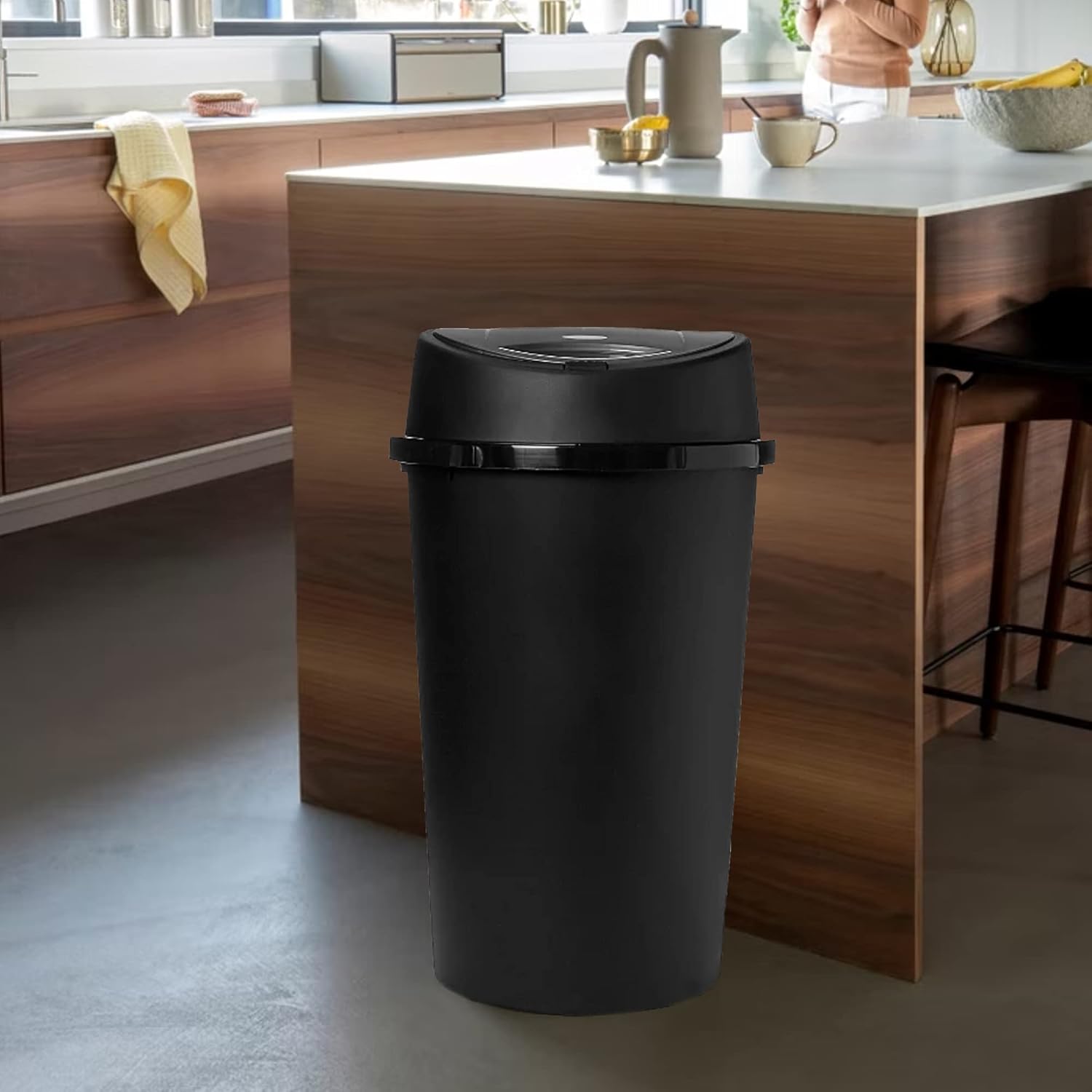 KetoPlastics 45 Liter 45 Litre 45L TOUCH BIN Colour Bin for Home Garden Office School Kitchen Bathroom Top Bin Portable Pedal Bin Removable Lid (BLACK)-1