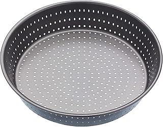 MasterClass KCMCCB15 Crusty Bake 23 cm Deep Perforated Pie Dish with PFOA Non Stick, Robust 1 mm Carbon Steel, 9 Inch Round Tin, Grey