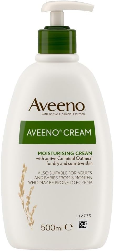 Aveeno Moisturising Cream (1x 500ml), Nourishing Body Lotion with Hydrating Colloidal Oatmeal, Full Body Moisturiser for Dry and Sensitive Skin, Suitable For Adults & Babies From 3 Months