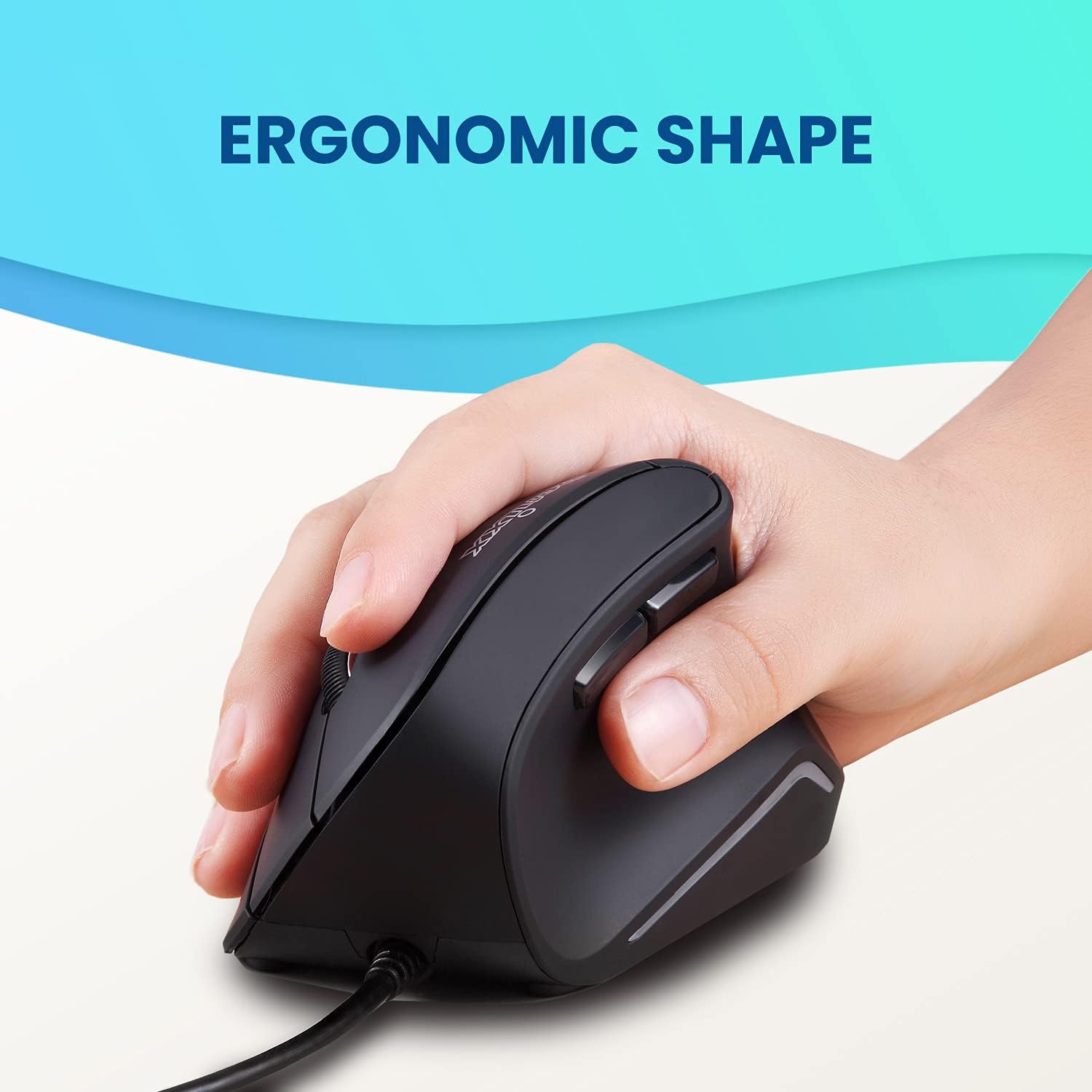 Perixx PERIMICE-515II Wired Ergonomic Vertical Mouse - 1000/1600 DPI - Right Handed Natural Ergonomic Vertical Design-6