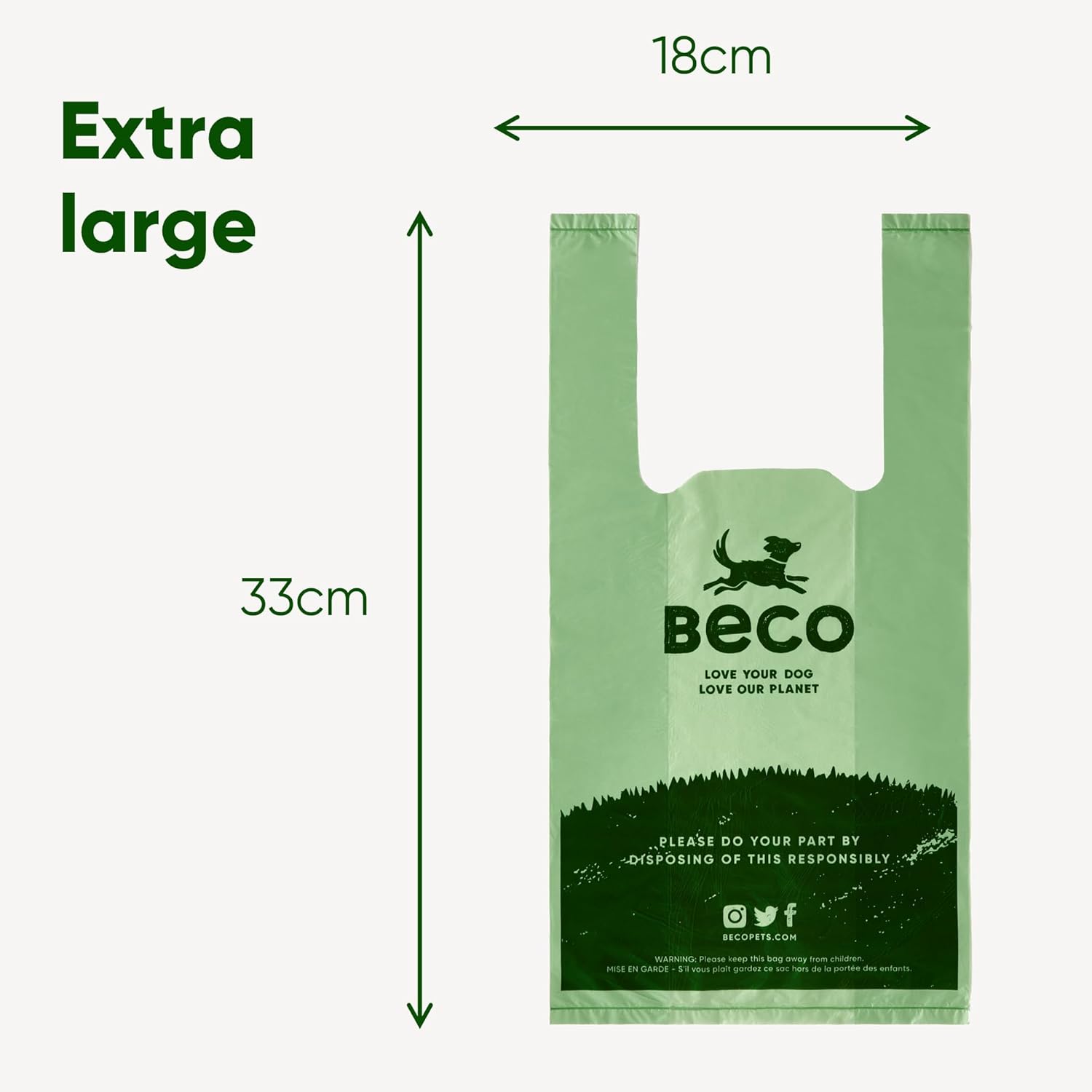 Beco Strong & Large Poop Bags - 120 Loose packed with Tie Handles - Box Dispenser - Unscented Dog Poo Bags-8