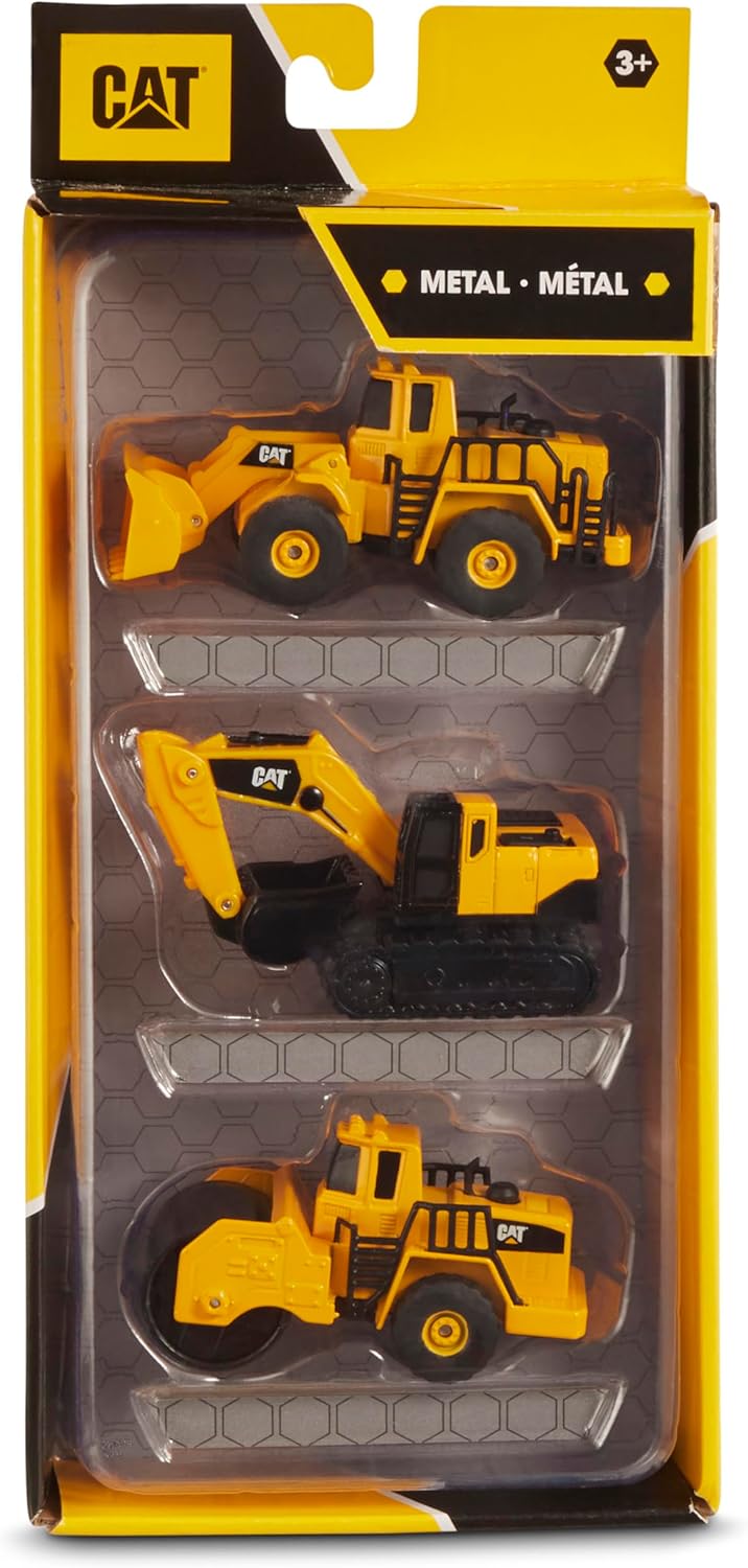 CatToysOfficial | Construction Die Cast Metal 3 pack vehicles | Steam Roller/Excavator/Wheel Loader Toys & Gifts For Ages 3+-0