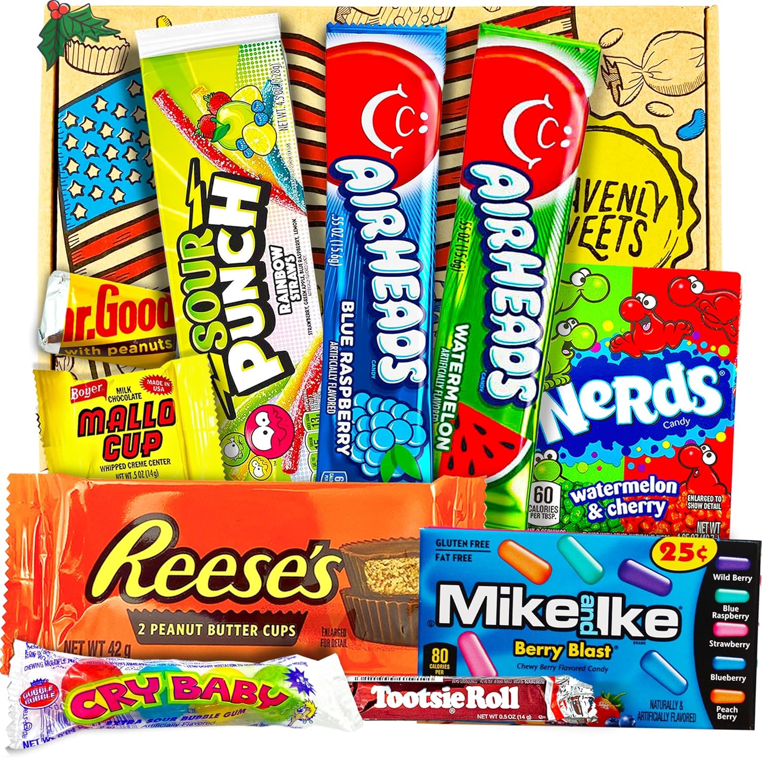 Heavenly Sweets | American Sweets Gift Box | USA Candy Sweet Box | Sweet Hamper Chocolate | Mixed Gift Hamper Children Adults Birthday Thanksgiving Halloween Christmas Stocking Filler Selection-0