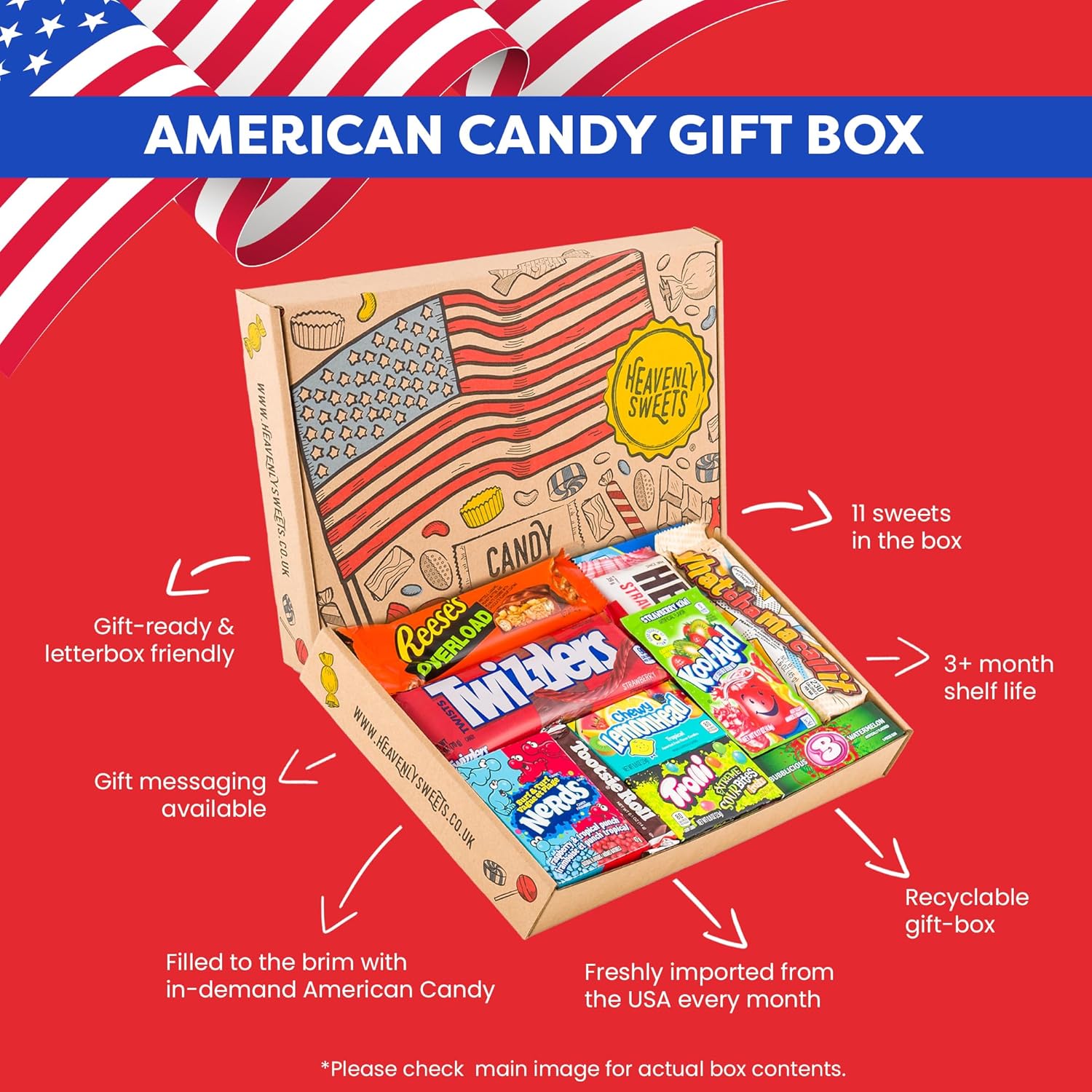 Heavenly Sweets | American Sweets Gift Box | USA Candy Sweet Box | Sweet Hamper Chocolate | Mixed Gift Hamper Children Adults Birthday Thanksgiving Halloween Christmas Stocking Filler Selection-3