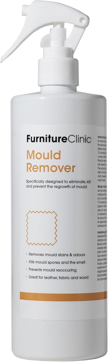 Furniture Clinic Mould Remover Spray - Kills Mould & Spores On Contact and Prevents Regrowth – Removes Stubborn Mould Stains On Leather, Fabric & Wood – Safe To Use – 500ml-0