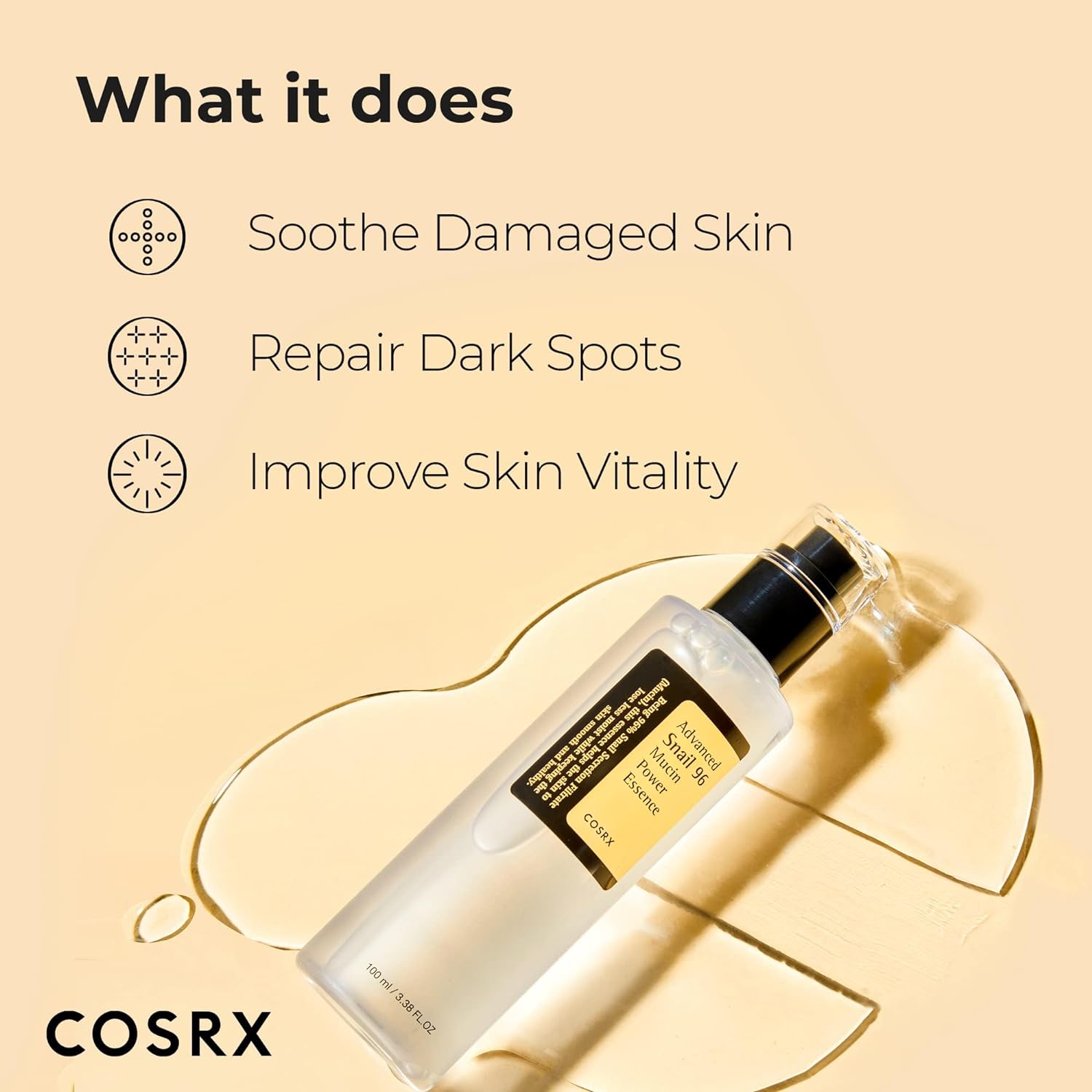 COSRX Snail Mucin 96% Power Face Serum 3.38 fl oz 100ml, Hydrating Serum for Face, Self Care, Glow Skin under Makeup, Korean Skin Care, Korean Beauty-2