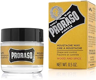 Proraso Moustache Wax, Wood and Spice, 15ml, Soft Moustache Wax with Shea Butter and Beeswax to Condition and Style, Made in Italy