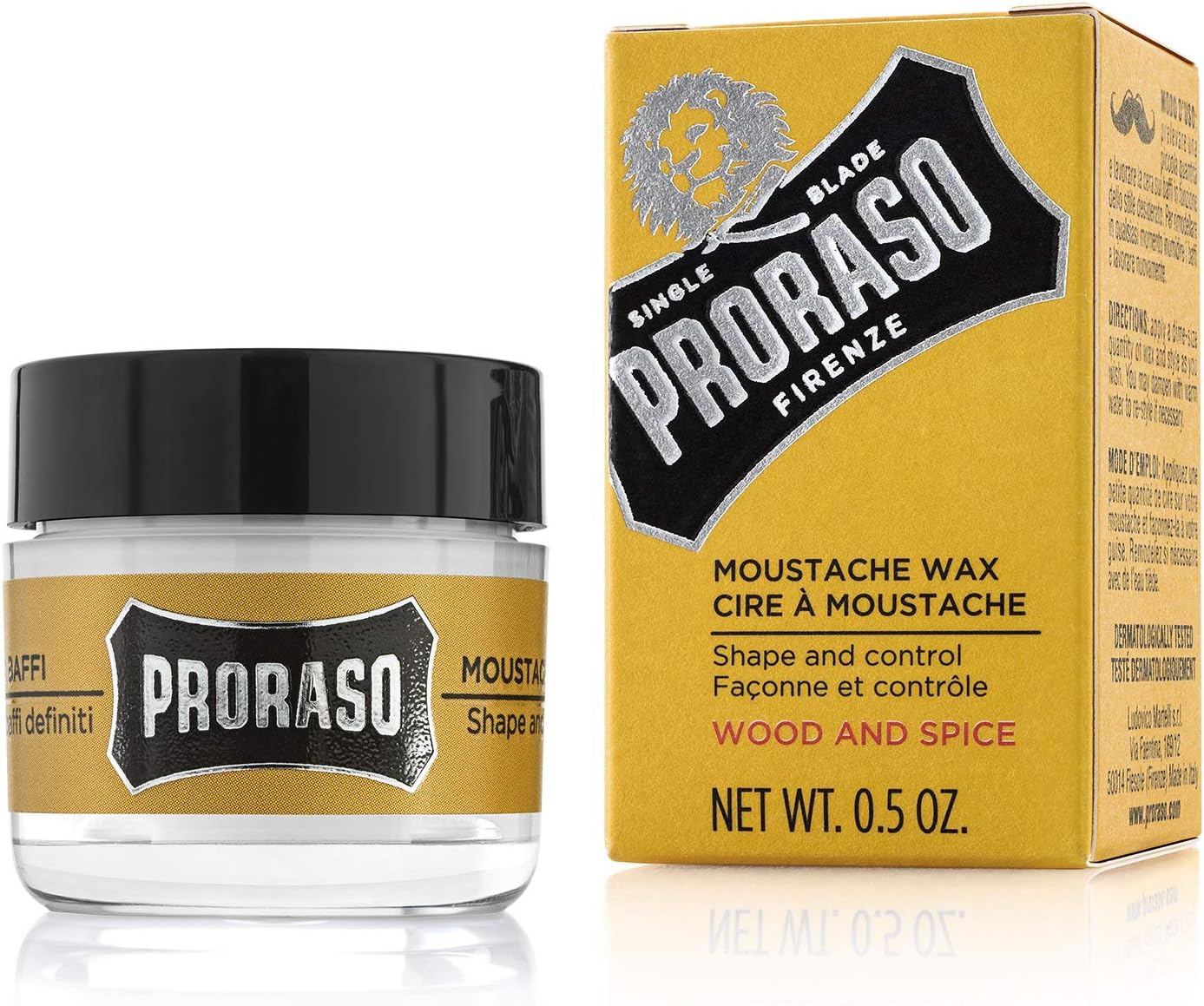 Proraso Moustache Wax, Wood and Spice, 15ml, Soft Moustache Wax with Shea Butter and Beeswax to Condition and Style, Made in Italy-0