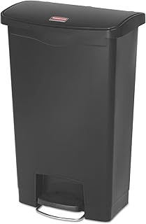 Rubbermaid Commercial Products Slim Jim Step-on Resin Front Step Waste Receptacle Bin 50 Litre Black 1883611