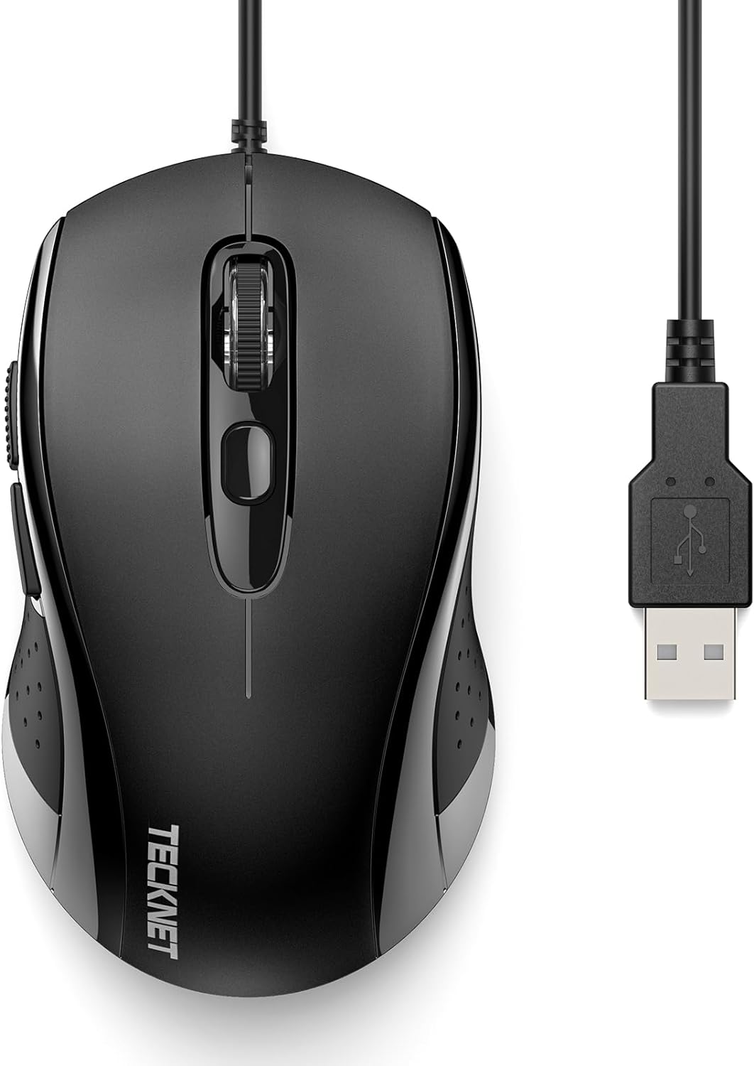 TECKNET Wired Mouse, Mice Wired Optical USB Computer Mouse With 3600 DPI Tracking, Gaming Grade Sensor, 6 Buttons, Business Office Mouse PC/Laptop, Great Mouse for Graphic Design (Black, Medium)-0