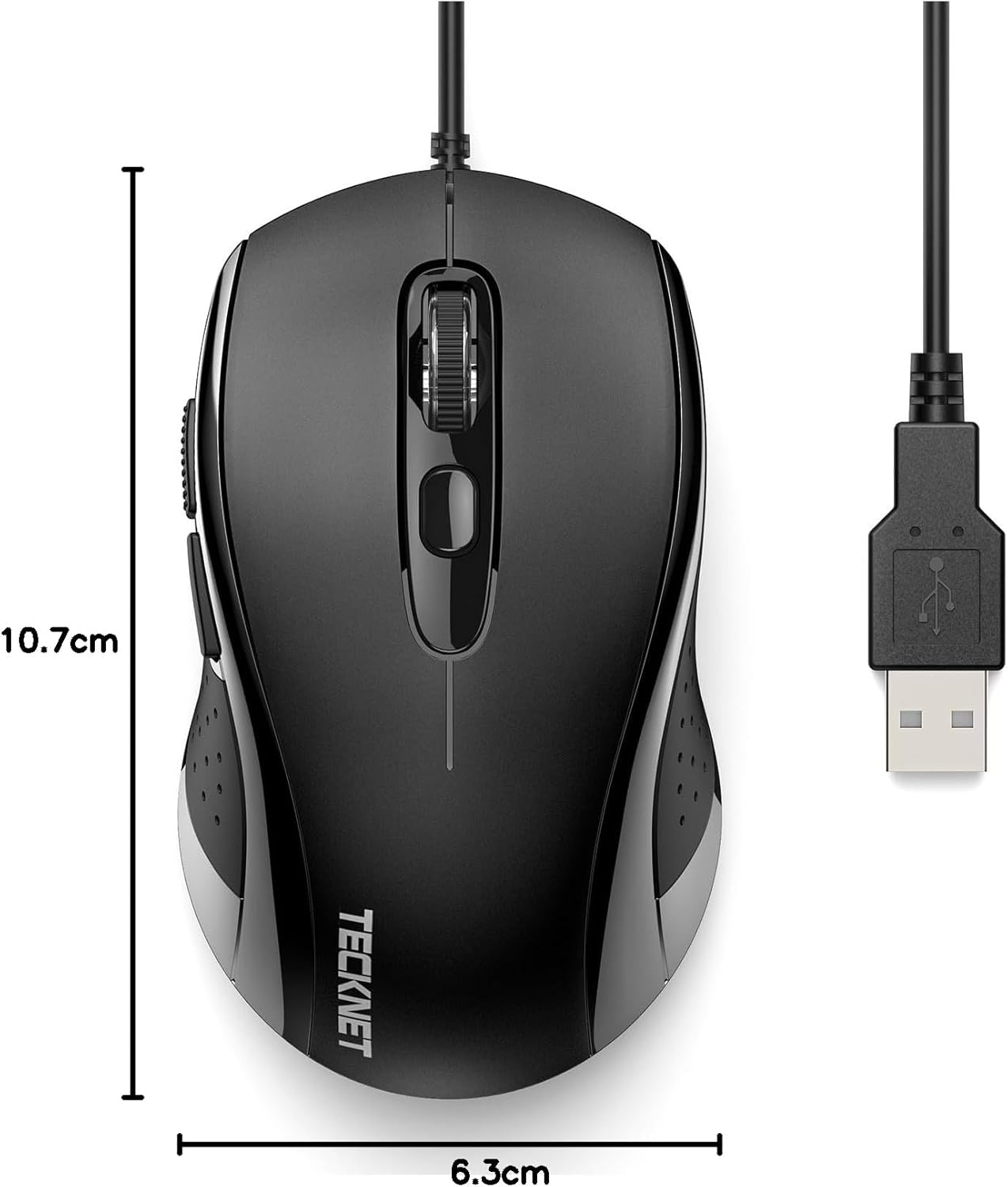 TECKNET Wired Mouse, Mice Wired Optical USB Computer Mouse With 3600 DPI Tracking, Gaming Grade Sensor, 6 Buttons, Business Office Mouse PC/Laptop, Great Mouse for Graphic Design (Black, Medium)-7