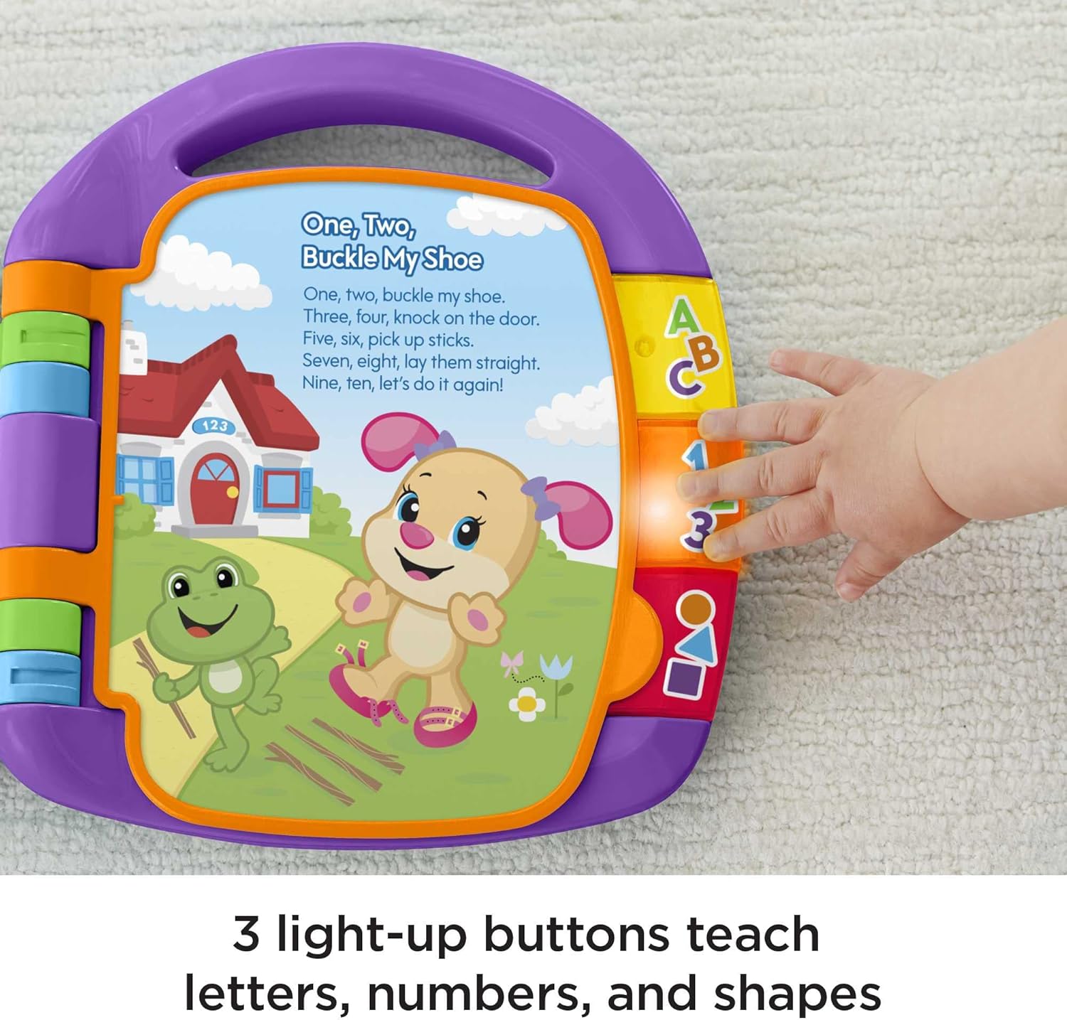 Fisher-Price Storybook Rhymes Learning Toy with Lights and Music for Babies and Toddlers, Laugh & Learn UK English Version, CDH26-3