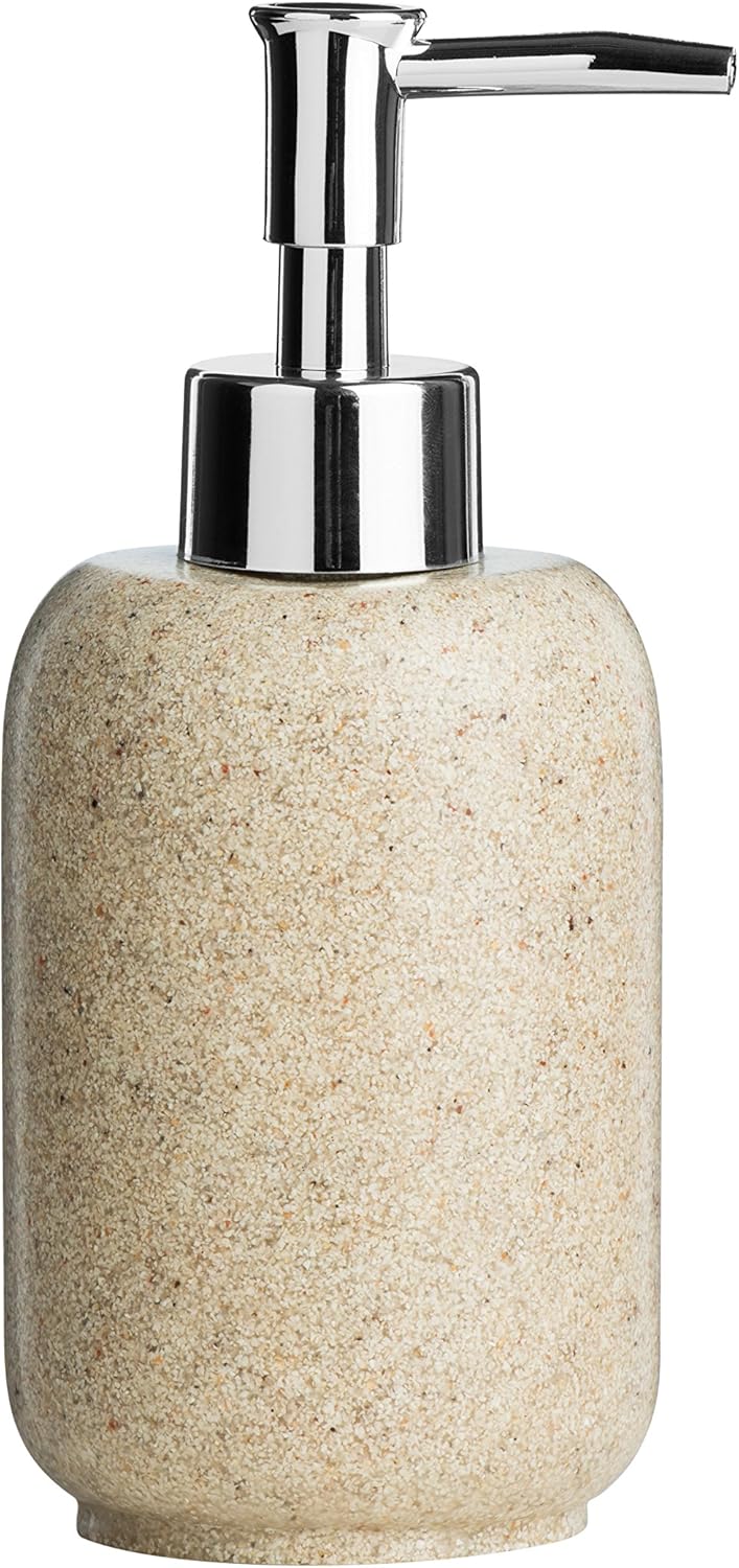 Premier Housewares Refillable Cream Dispenser Lotion Dispenser Natural Stone Effect Cream Bathroom Accessories Soap And Lotion Dispenser,Height 17 cm x Width 7 cm x Depth 7 cm-0